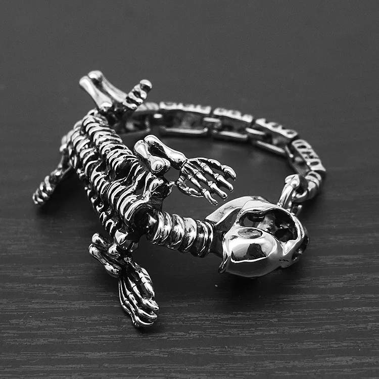 Super Domineering Dinosaur Skeleton Bracelet Punk Hip-hop Rock Personality Trendy Men Street Dance Titanium Steel Jewelry