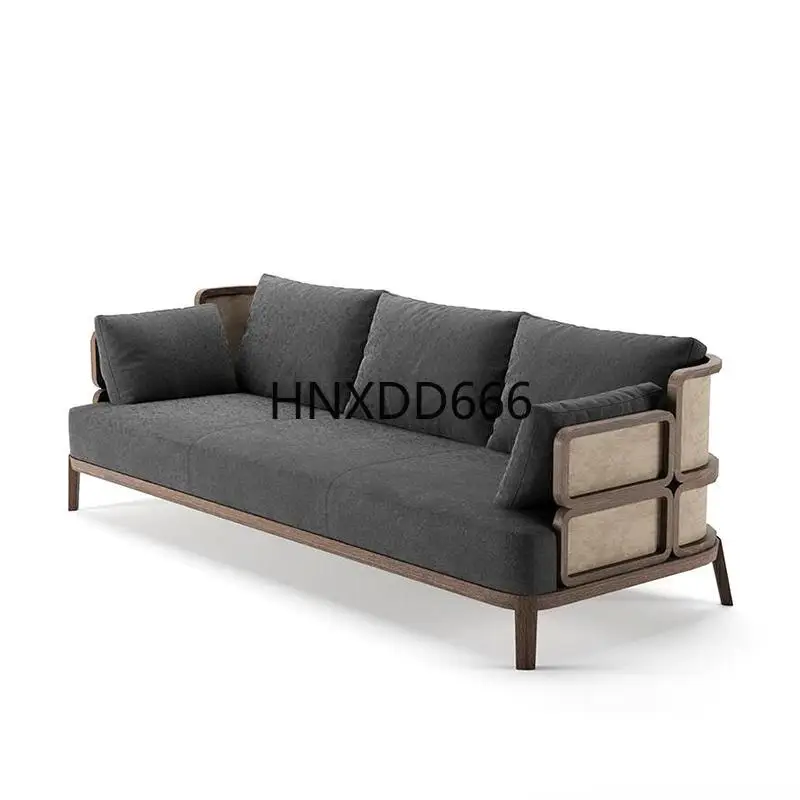 

Modern minimalist sofa high-end black walnut home