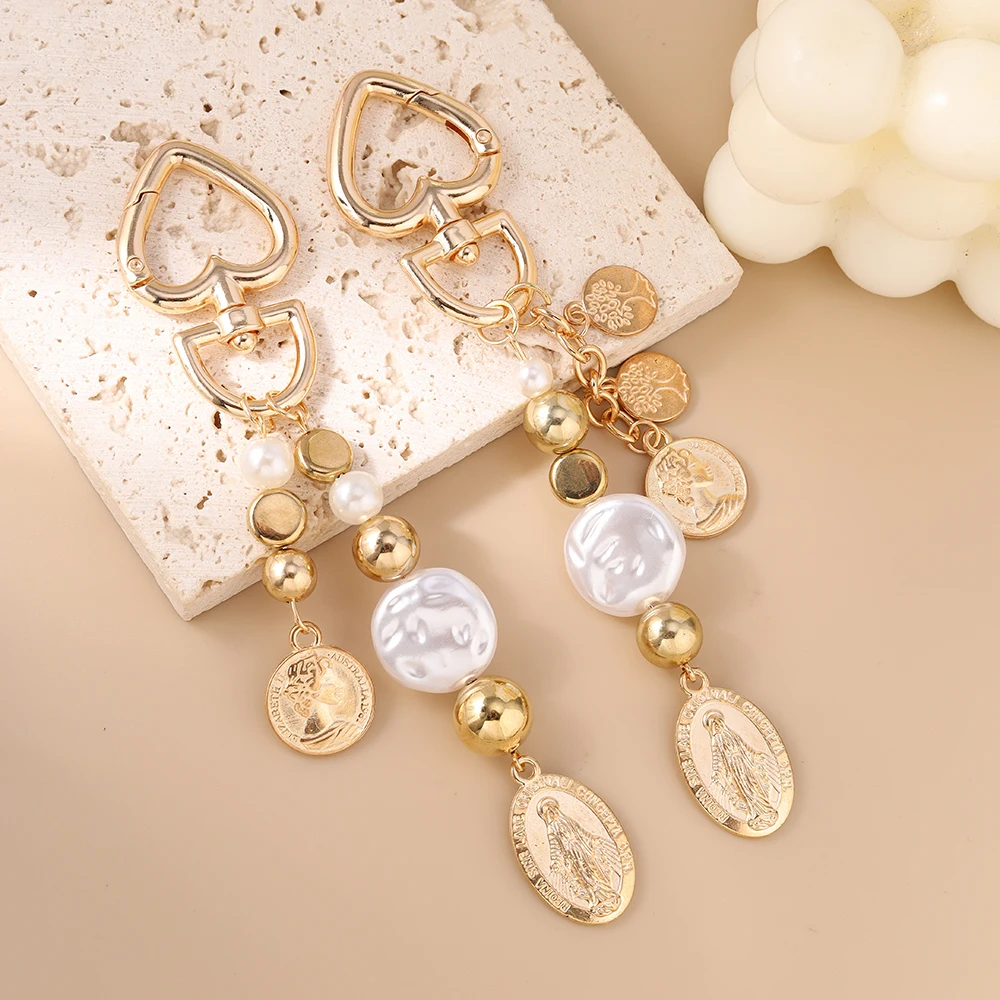 New Alloy Religious Jesus Keychain Handmade Beaded Key Ring Pendants for Women Girls Handbag Decor DIY Key Chain Jewelry Gifts