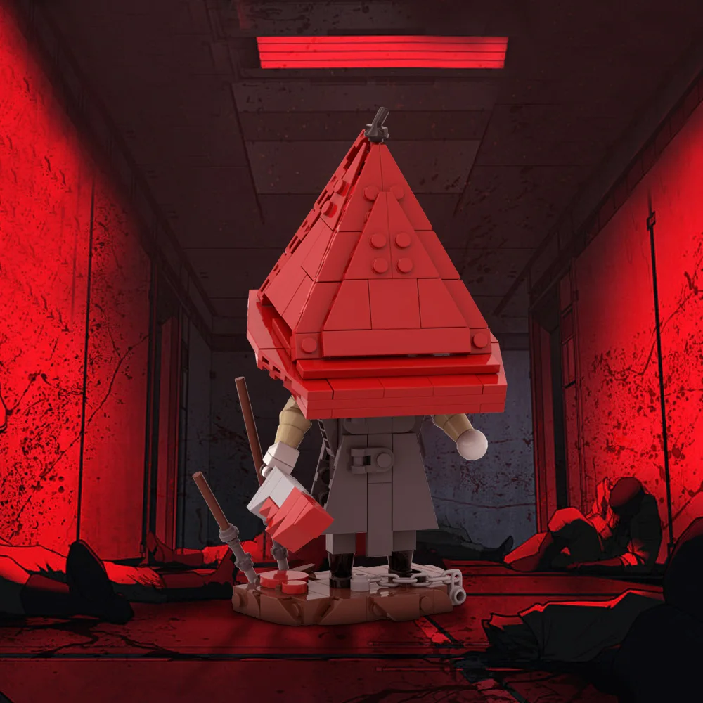 

Gobricks MOC Silent Hill Pyramid Head Building Blocks Model Horror Games Triangle Head Monster Bricks Assemble Toys Kids Gifts