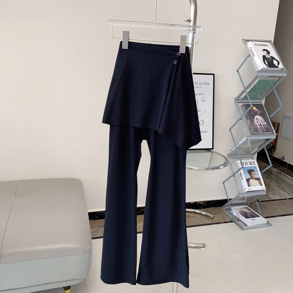 Hochgeschnittene, ausgestellte Yoga-Hose für Damen, Po-Formende, Zweiteilige Optik Leggings, Workout-Rock, Pilates, Fitness, Lauf- und Trainingshose – Detail 4