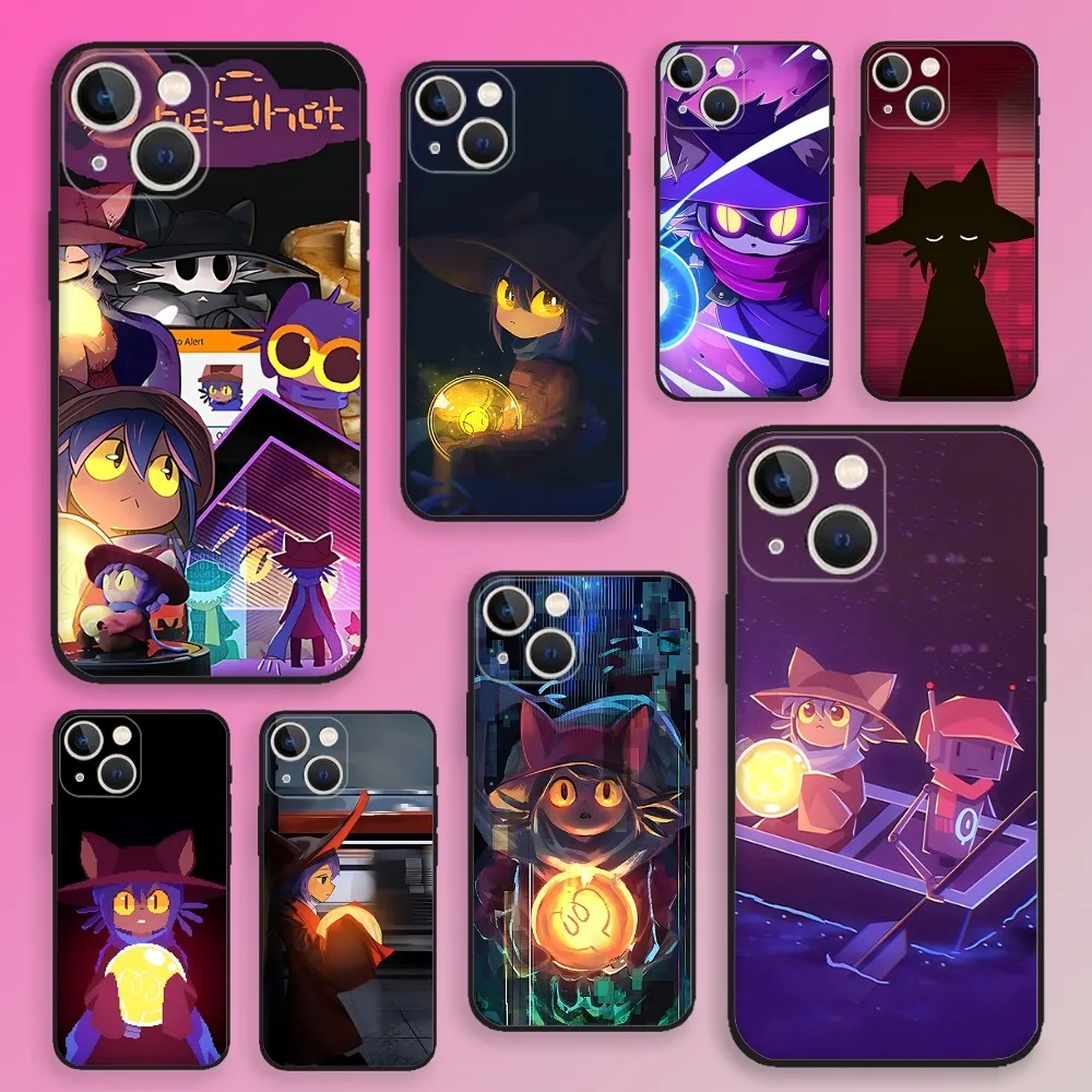Funda de teléfono Niko One Shot para iPhone 16,15,14,13,12,11,Plus,Pro Max,XS,X,E,SE,Mini funda negra de silicona suave
