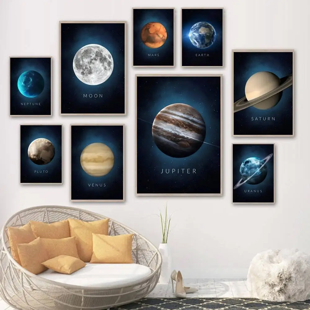 الشمس فينوس صورة الشمال نمط المشارك زحل المريخ الأرض بلوتو كوكب طلاء جدران غرفة نوم السرير غرفة المعيشة مدخل جدارية #2