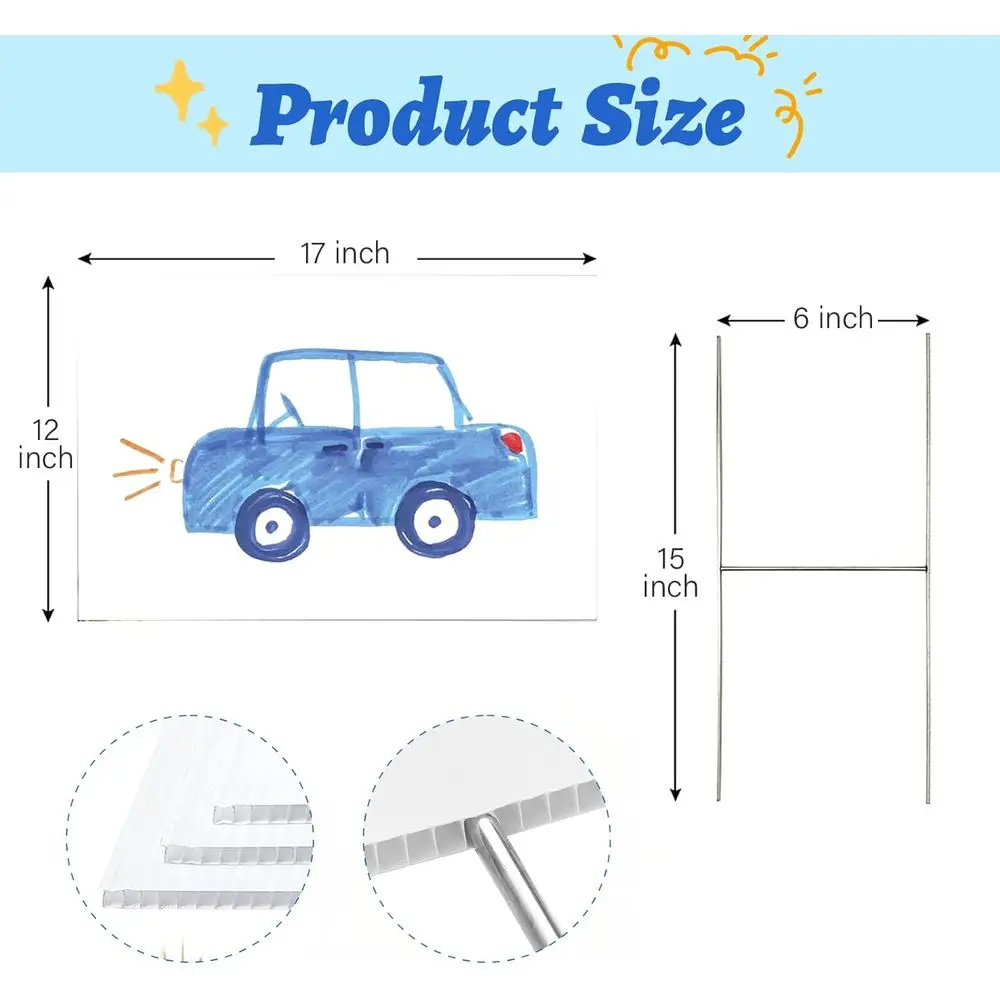 Double-Sided 17x12 Inch Corrugated Plastic Lawn Signs, 2-Pack, Customizable for Outdoor Events