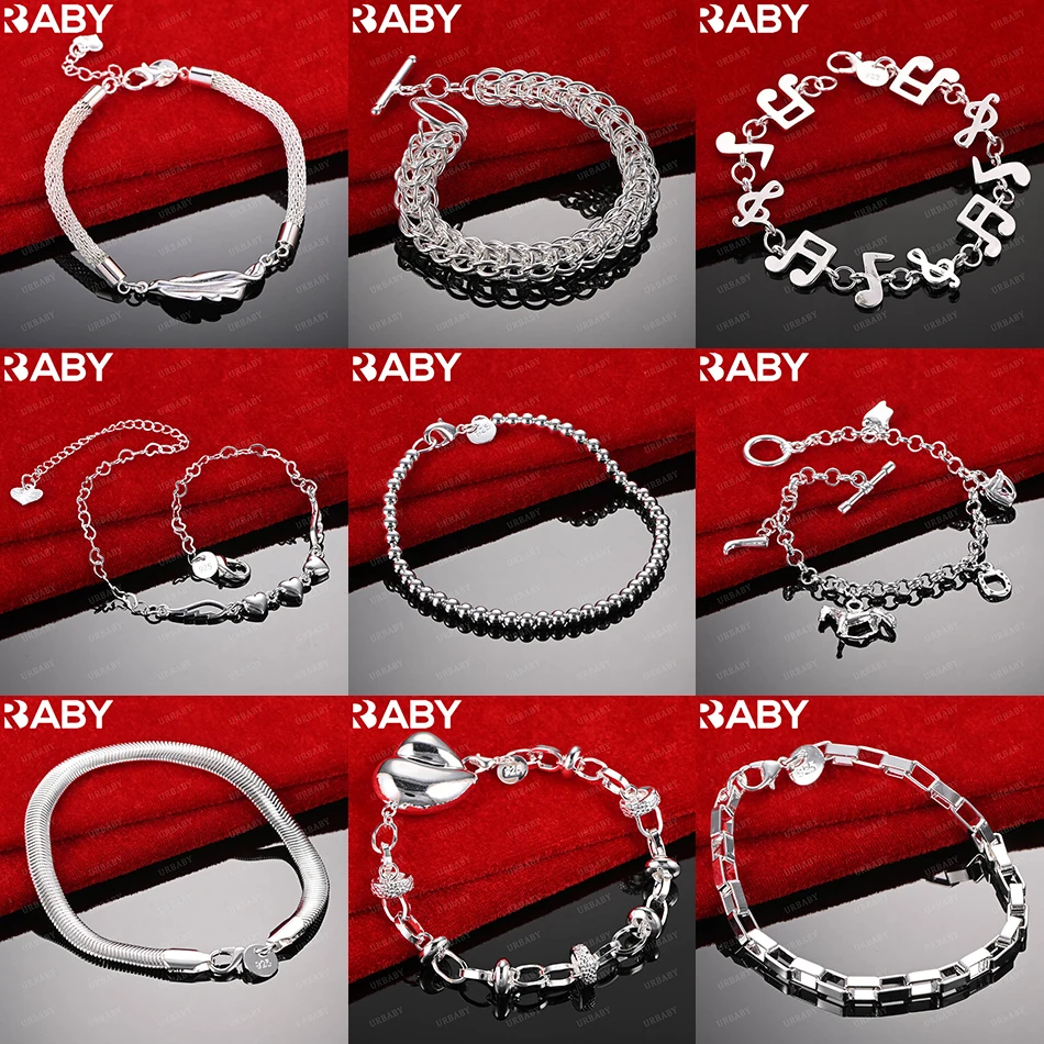 

URBABY 925 Sterling Silver Design Bracelets For Women Men Charm Trend Birthday Gifts Fashion Party Fine Jewelry