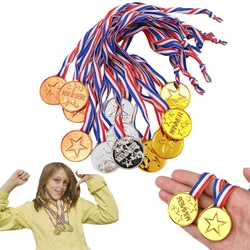 20Pcs Children Plastic Gold Silver And Bronze Medals Winner Award Medal Sport Competition Talent Shcool Children's Reward Gifts