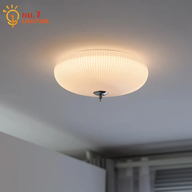 vidro creme redondo led luzes de teto frances vintage bauhaus iluminacao interior quarto estudo cabeceira varanda corredor moderno 01