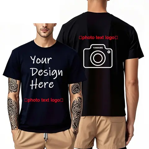 Customized T-shirt Add Your Design Photo, Pattern, Logo Men Tshirt Both Sides Suitable for Summer T-shirts/Father's Day/T Shirt