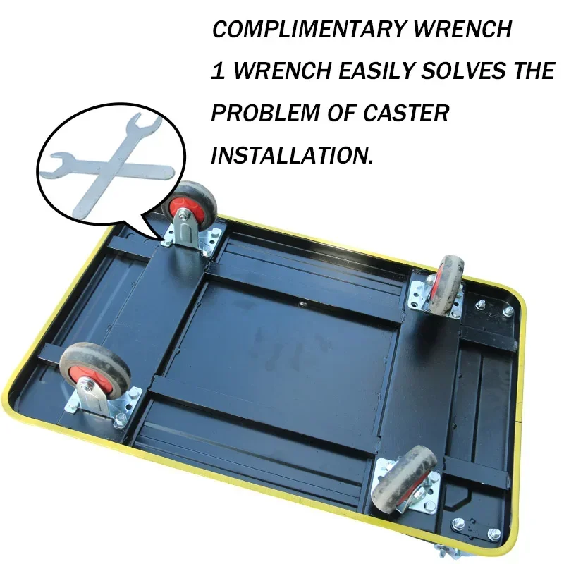 Black heavy steel 400kg folding platform trolley