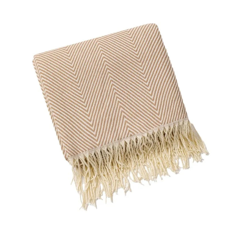 Khaki-Geschenk, gestrickte Überwurfdecke für Couch, weiche Heimdekoration, Quaste, karierte Decken, für draußen und drinnen, leichte, atmungsaktive Decken