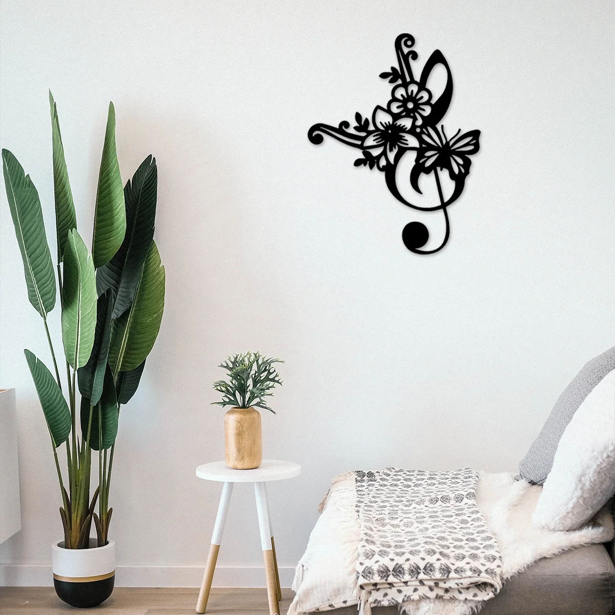 

Music Notes Metal Wall Art Flower Home Decor, Black Wall Signs Hanging Sculpture Kitchen Garden Housewarming Gift Christmas Home