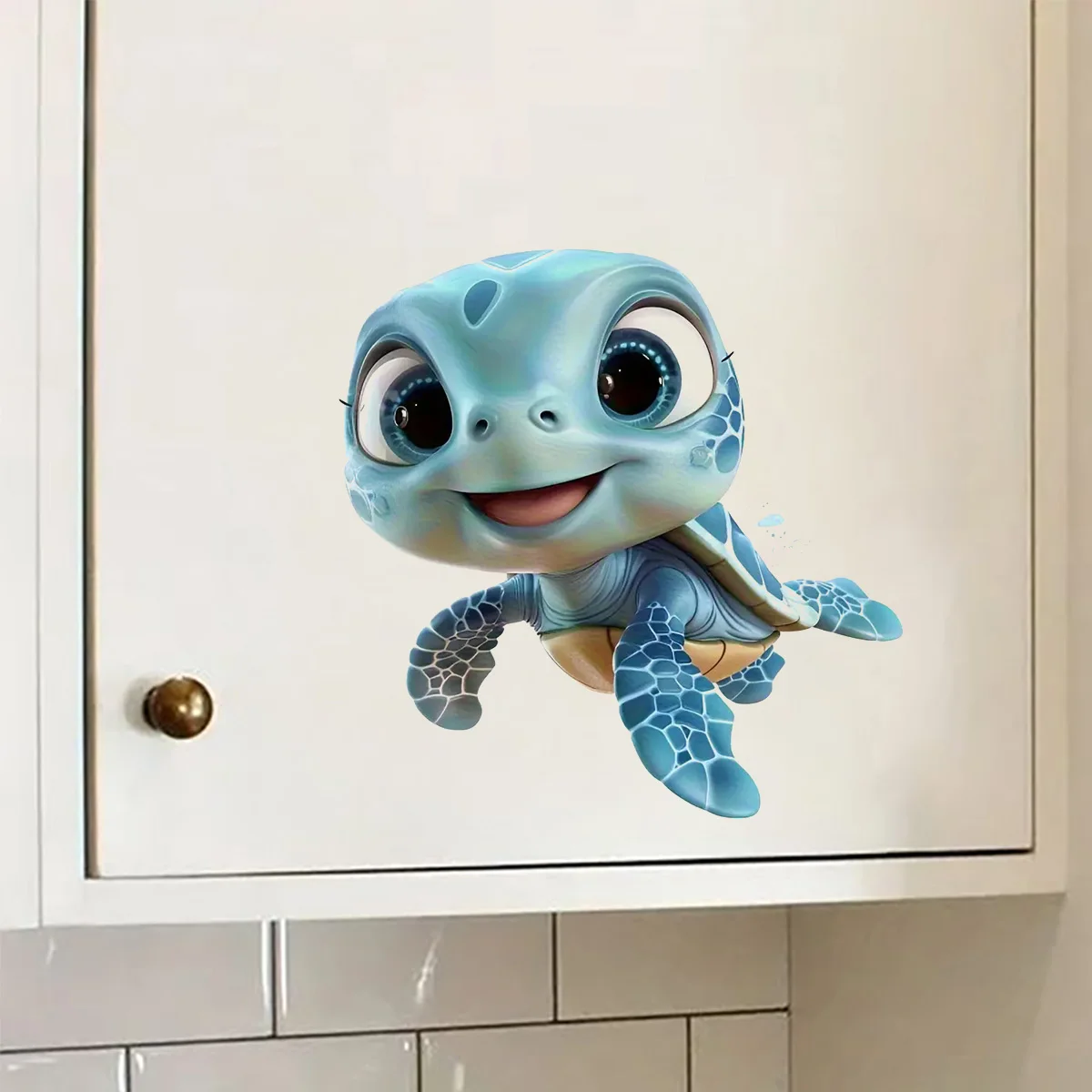 

Cute Blue Sea Turtle Decal Bedroom Entryway Living Room Home Decoration Wall Stickers, Waterproof Vinyl Toilet Car Stickers