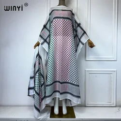 WINYI classic dresses with scarf 2 piece set Kaftan party dresses loose fashion Streetwear luxury abaya muslim woman dubai عبايا