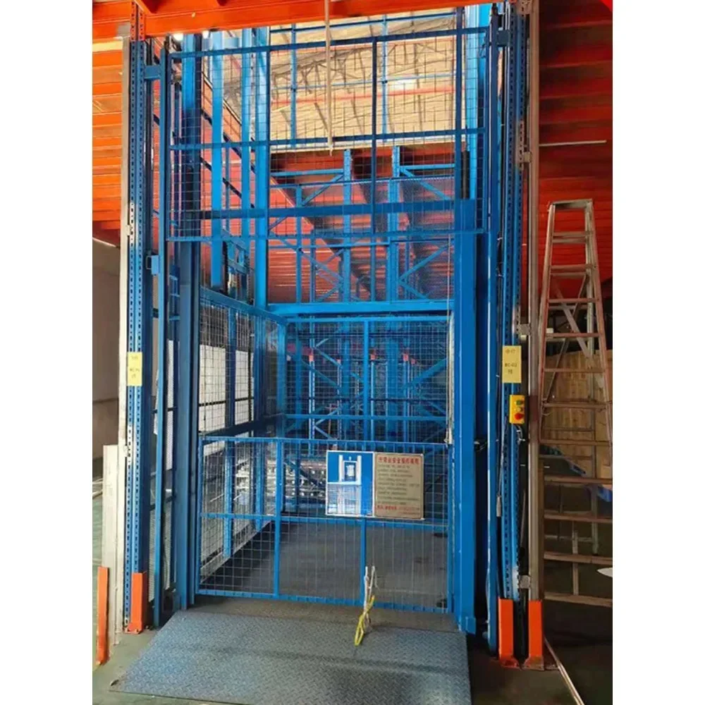 Hydraulic cylinder warehouse loft cargo transport lift platform fall arrester small