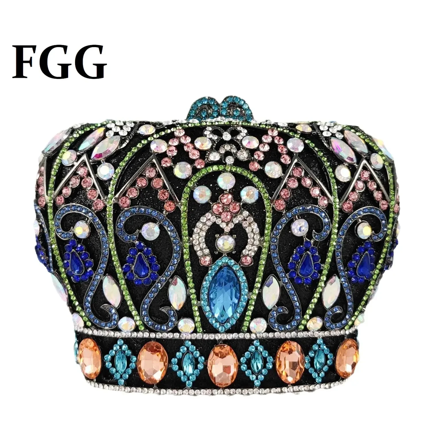 Bouotique De FGG (in stock) Women Crown Evening Clutches Bags Party Dinner Queen Crystal Clutch Purses and Handbags Wedding Bag