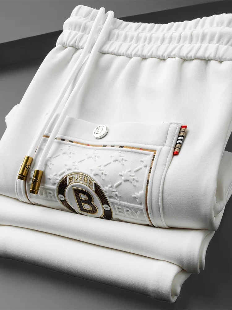 

Soft Pure Cotton Casual Pants Men's Slim Fit Sporty B-Cuff Sweatpants Fashionable Urban Style Antimicrobial Youthwear