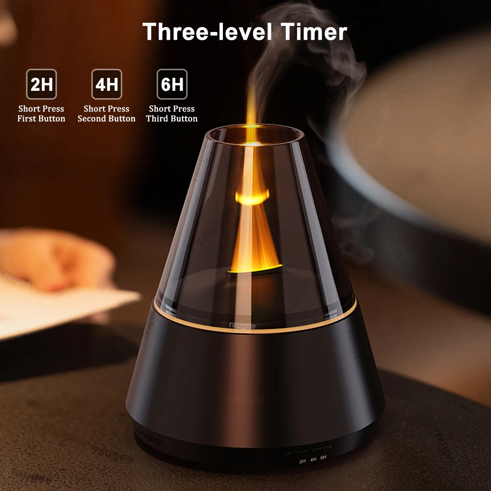 Aroma Air Humidifier Flame Essential Oil Diffuser Home Aromatherapy Humidifier Mini Fragrance Diffuser with Colorful Night Light