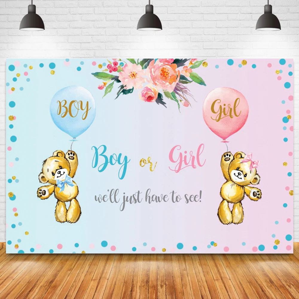 Cute Newborn Baby Boy Or Girl Photography Backdrop Beautiful Flowers Polka Dots Bear Balloon Decoration Photo Background