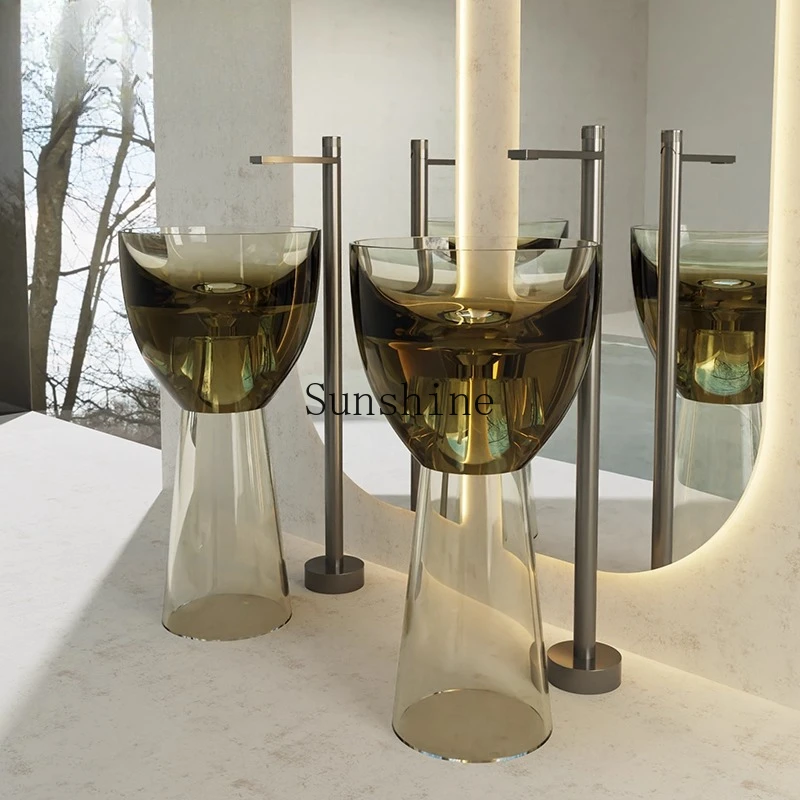 

Pure resin color crystal transparent floor-to-ceiling hotel villa wash basin
