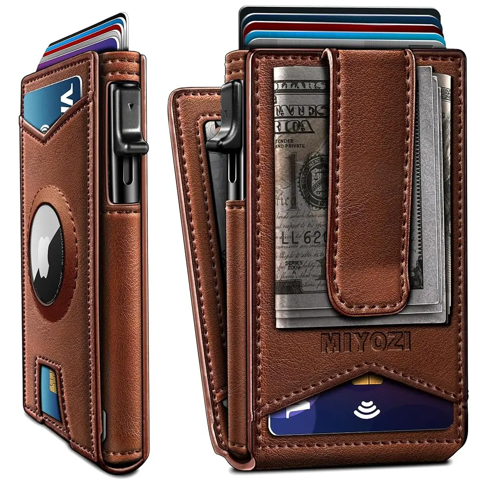 

Free ShippingAirtag Wallet for Men,with Money Clip Gift Boxed,Slim Front Pocket Wallet RFID Blocking Metal Case Smart Pop-up Cre