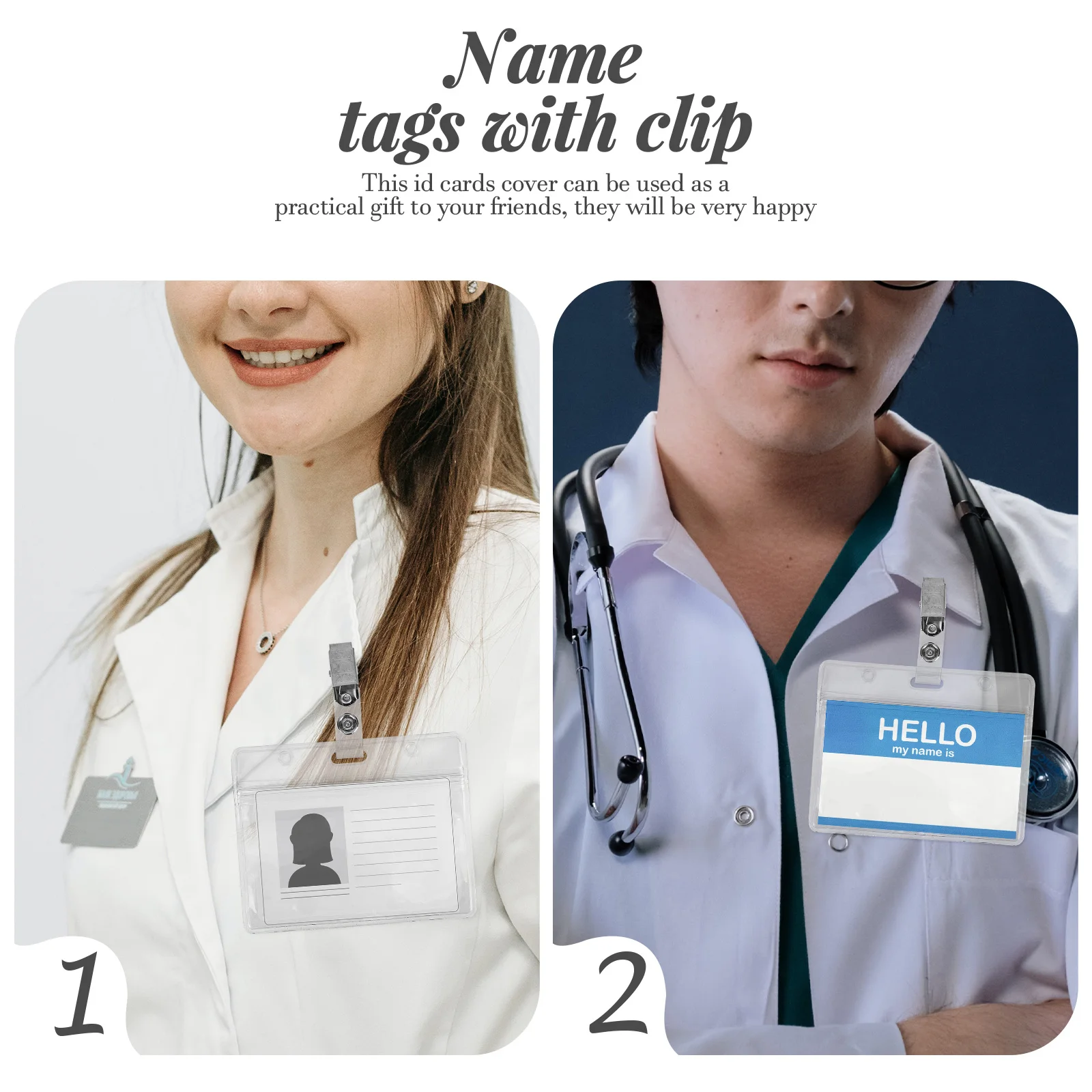 

20pcs Clear Badge Holder Pvc Waterproof Id Holder Name Tag Work Cards Cover For Student Credit Membership Cards Lightweight