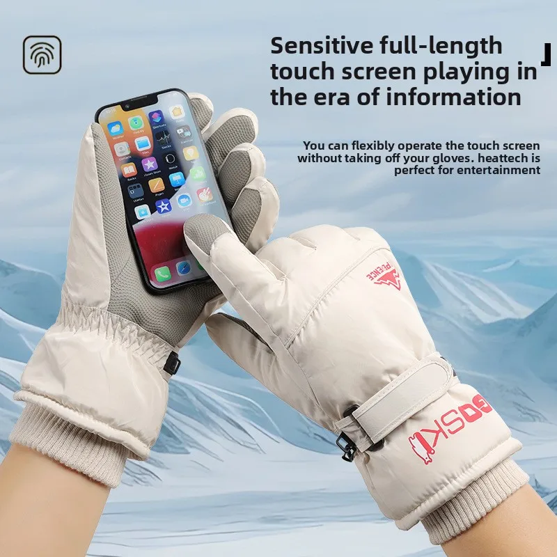 스키 장갑 남성과 여성 겨울 따뜻한 터치 스크린 다운 코튼 커플 두꺼운 트램 추운 바람 야외 등산