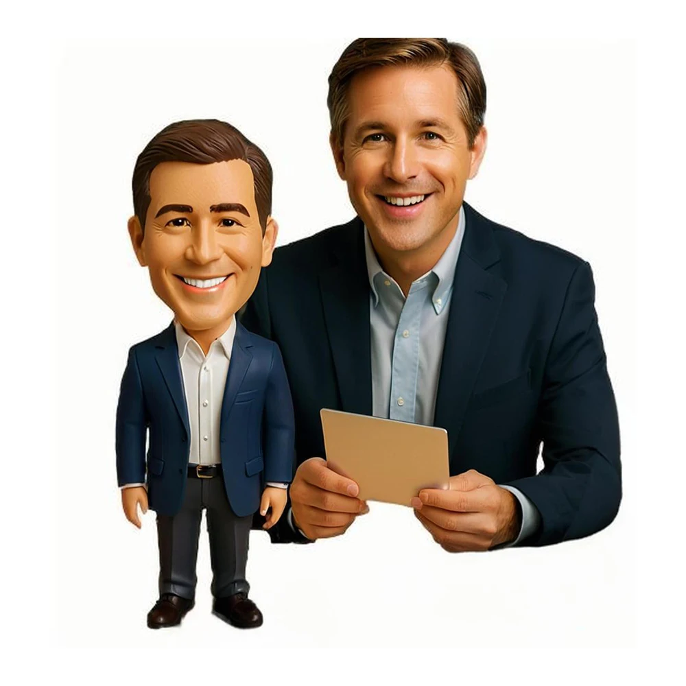 

Custom AI Figurine, Business Bobblehead Professional Figure, Navy Suit, Personalized 3D Desk Decoration Based on Your Photo
