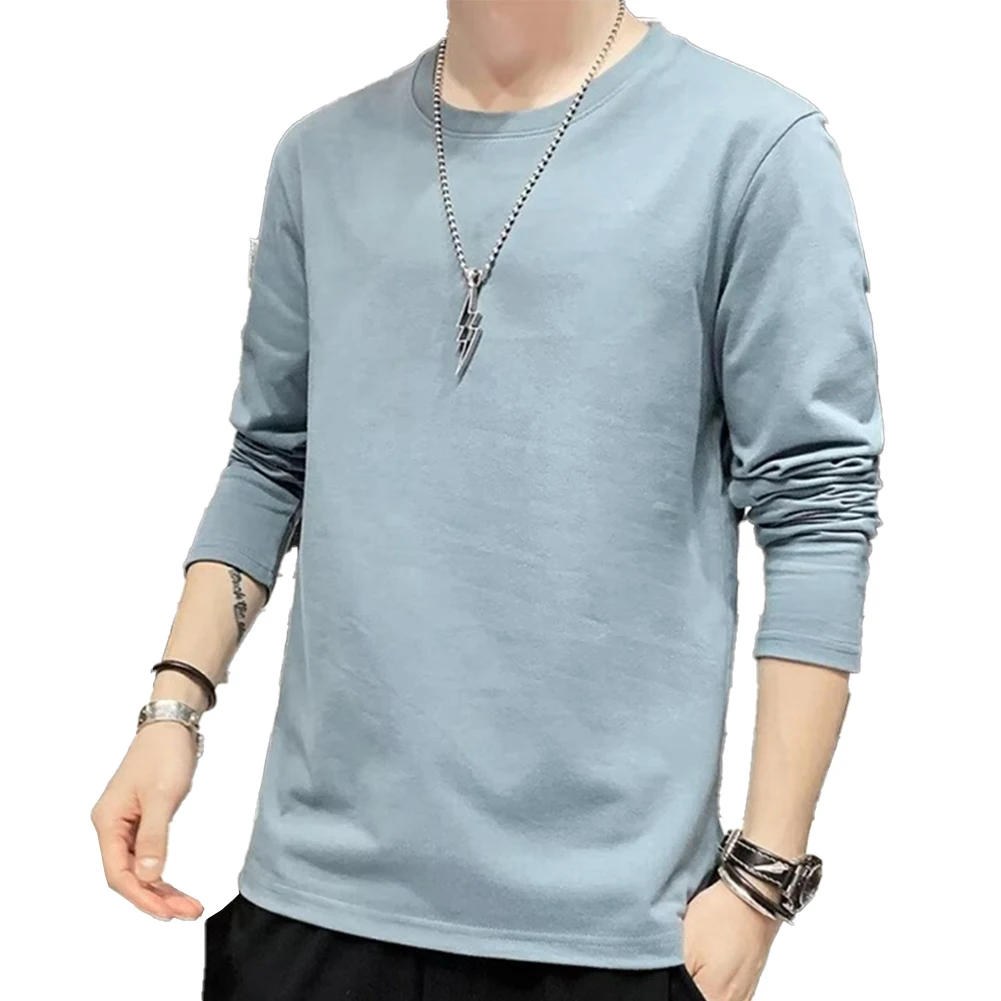 

For Daily Use For All Seasons Black Crew Neck Pullover Casual Tops All Seasons Long Sleeve Style Mens Clothing