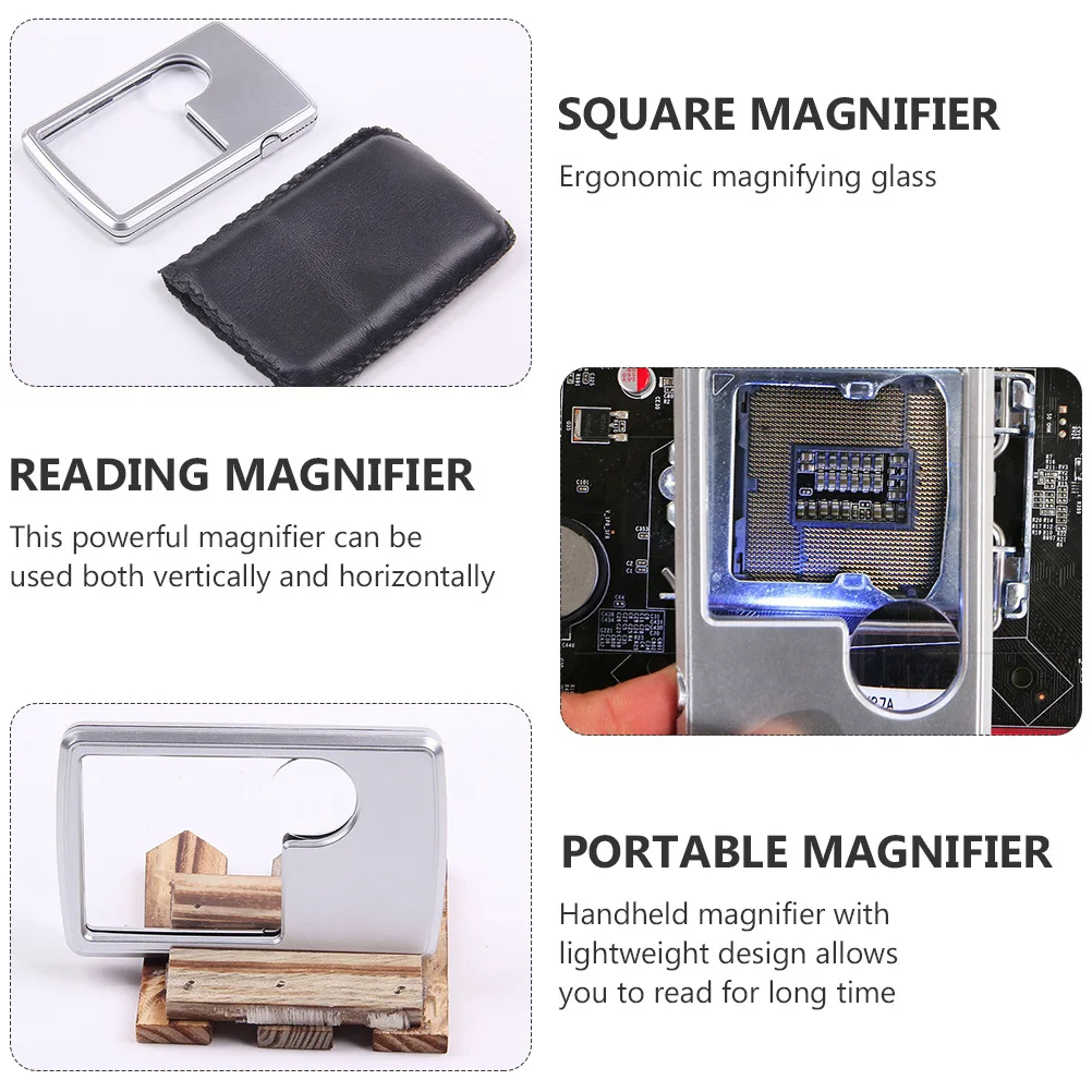 Lente d'ingrandimento a LED da 2 pezzi per alleviare l'affaticamento, design ergonomico, regali per anziani, lente d'ingrandimento quadrata