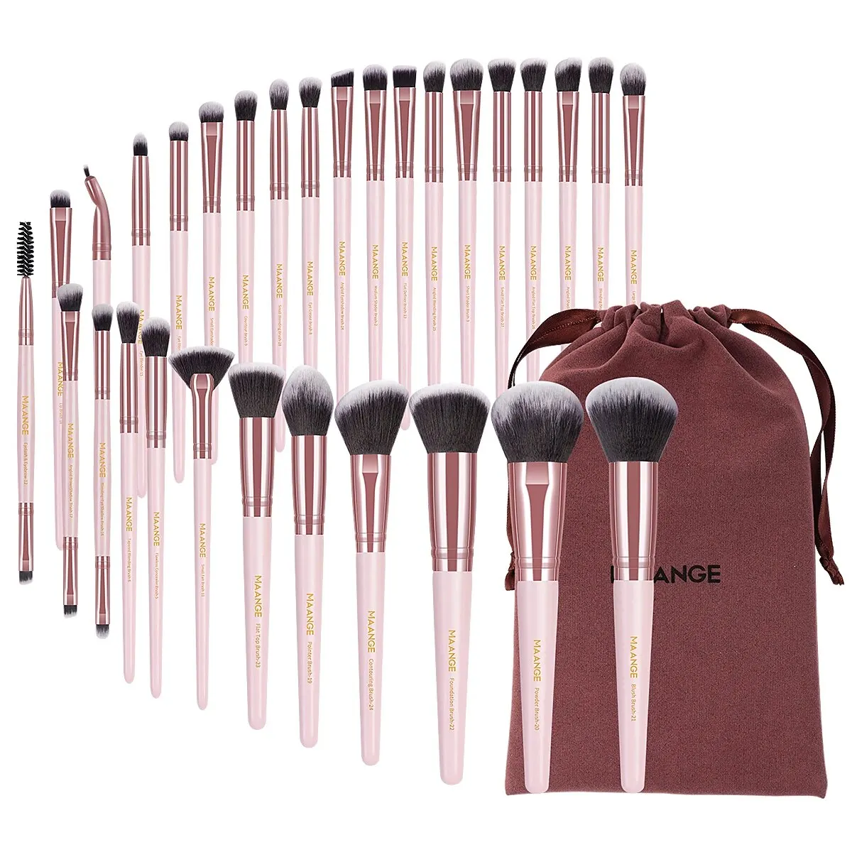 30pcs conjunto de pincéis de maquiagem iniciante pó blush sombra de olho ferramentas de maquiagem