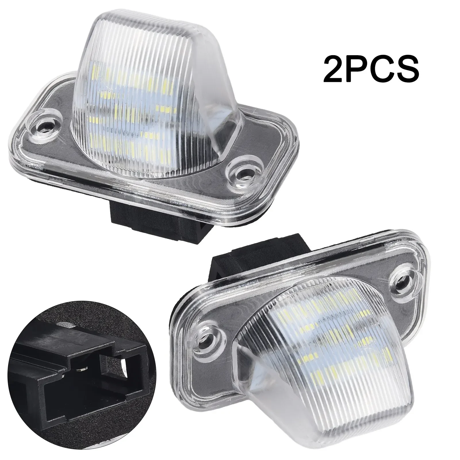 2Pcs 12v 3000K Interface T4 1990-2003 LED White Car Licence Plate Lights Accessories Full Black High Quality ABS Automotive Part