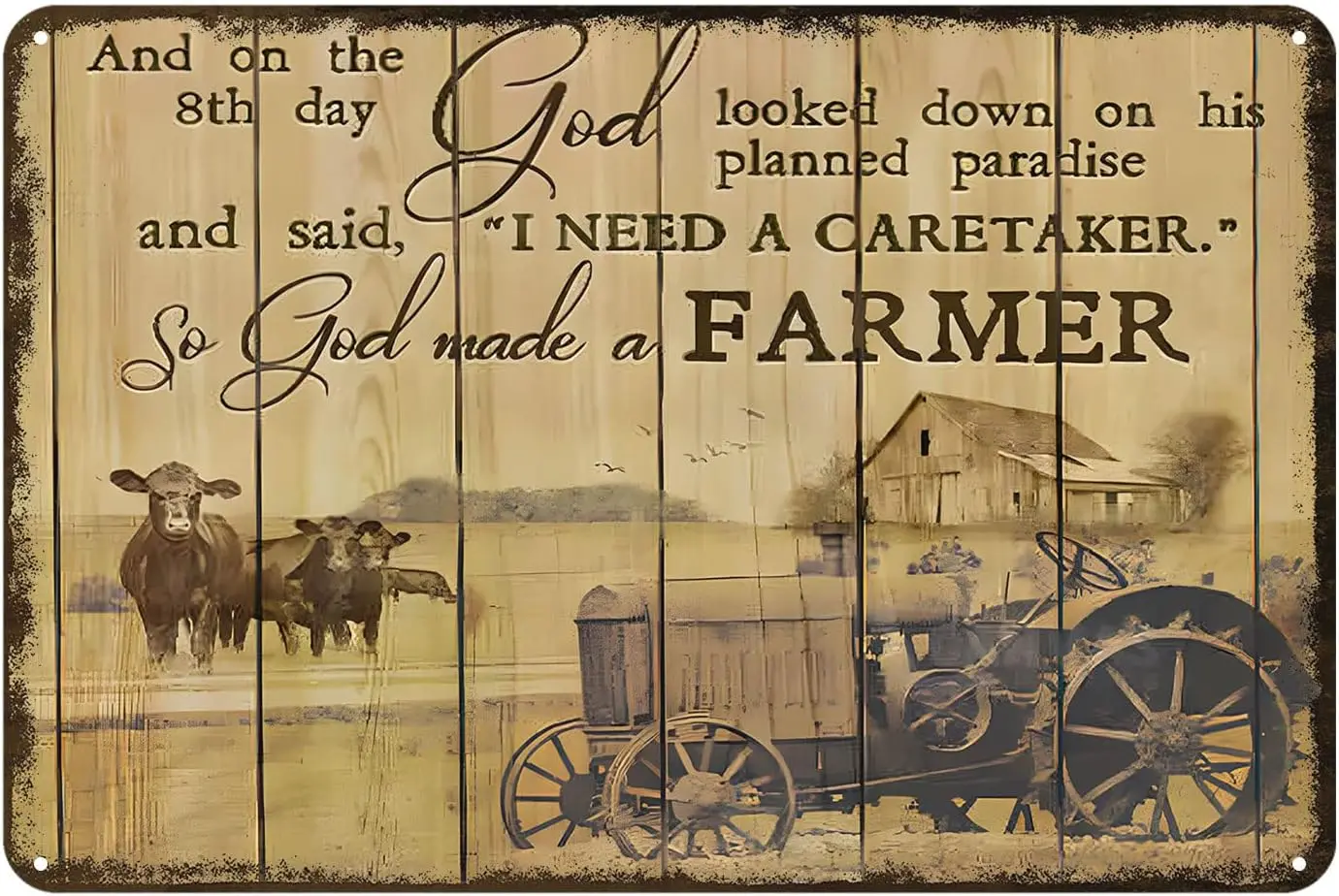 Aenaon Metal Sign God Made A Farmer Tin Sign Vintage Wall Decor Home Bar Cafe Garage Cave Decor Sign 12 X 8 Inch