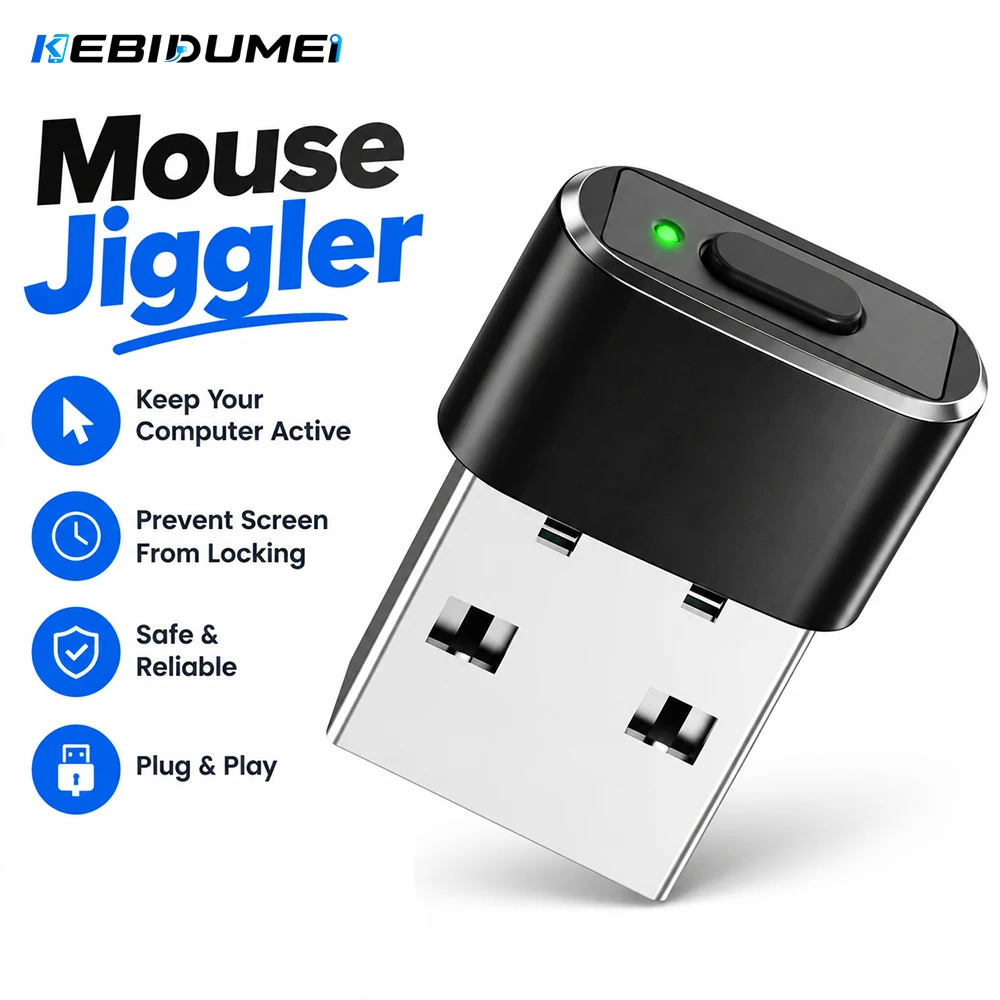 KEBIDUMEI Mini USB Mouse Jiggler Undetectable Mouse Mover ON/OFF Buttons Keeps Awake Computer Mouse PC Movement Simulator