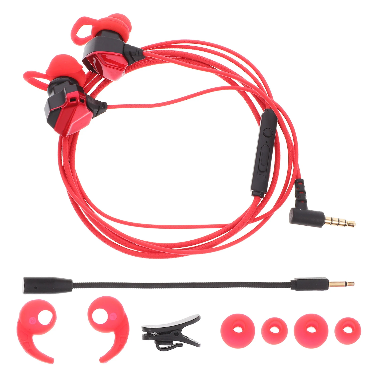 

Wired Gaming Earphones Ergonomic Ear Wings Soundproof Dual Mics Compatible Equipment 35mm Connector ABS Material