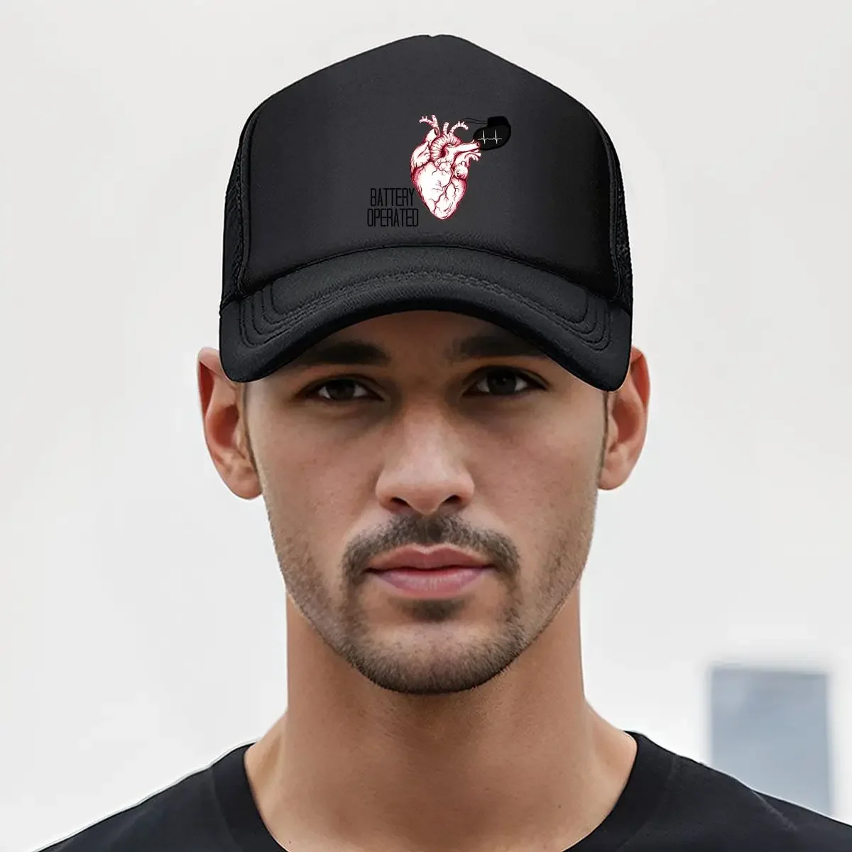 Battery Heart Edgy - Inspired, Tech Art Design Mesh Baseball Cap