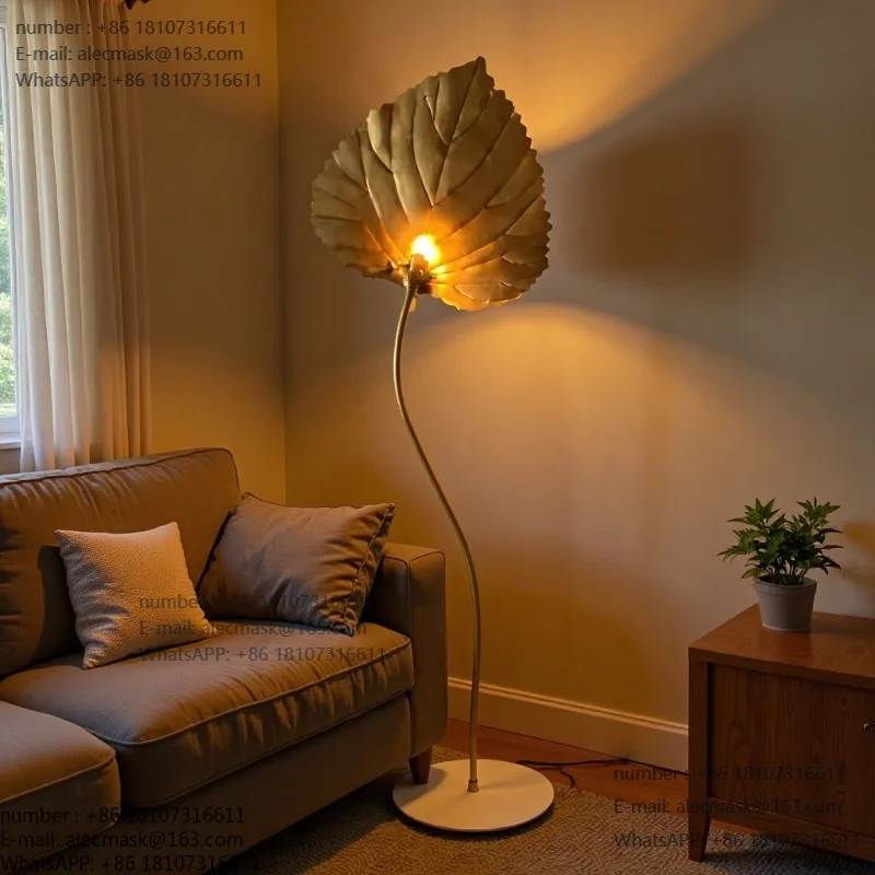 

Напольный светильник в американском скандинавском стиле с золотистыми медными листьями, креативный декоративный светильник для гостиной и спальни