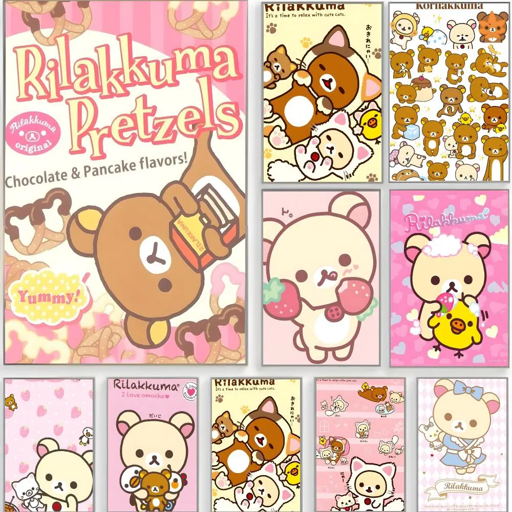 cute character r-rilakkuma Poster Classic Wall Art  Home Decor  Peel and Stick Unframed