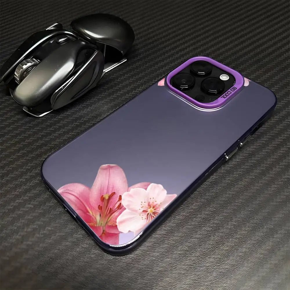 Чехол для телефона Flowers Lily Hibiscue для iPhone 17,16,15,14,13,12,11 Plus, Pro Max, фиолетовый матовый противоударный чехол