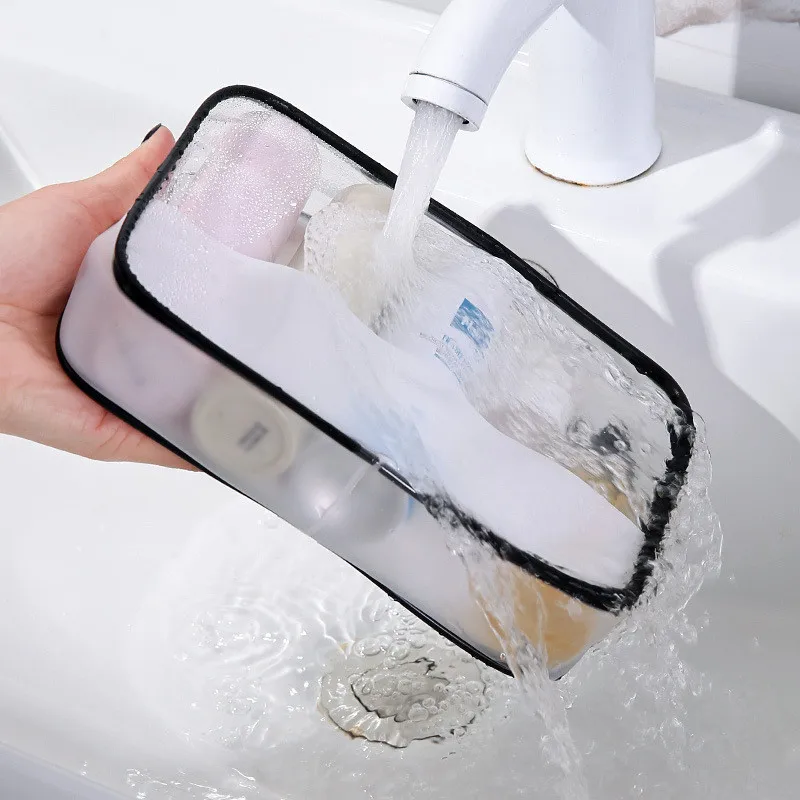 EVA Transparent Waterproof Travel Packing Cube Dry And Wet Separation Storage Pouch For Business Trip Portable Zipper Makeup Bag