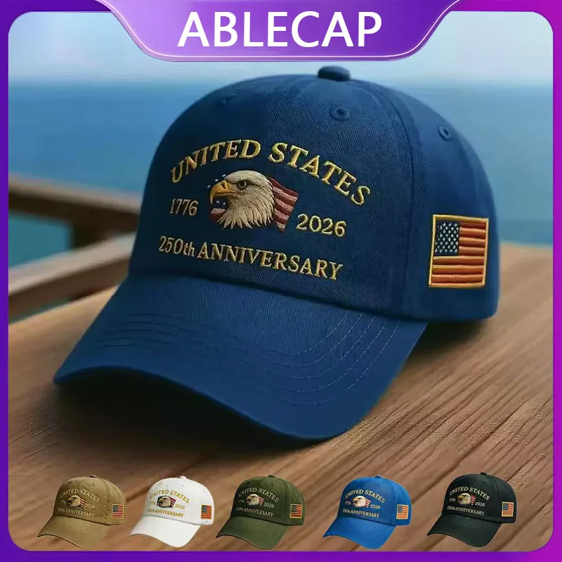 Boné ABLECAP 250º Aniversário EUA, Bonés Patrióticos com Águia Bordada para Homens e Mulheres, Boné de 250 Anos de Aniversário
