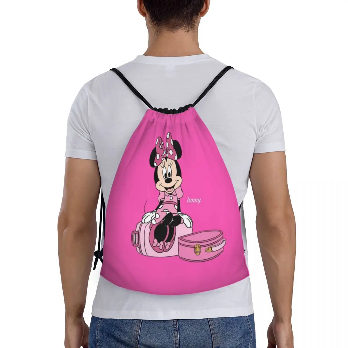 Custom Mickey Mouse Minnie Drawstring Bag, Yoga Mochilas, Cartoon Sports Gym Sackpack, Mulheres e Homens