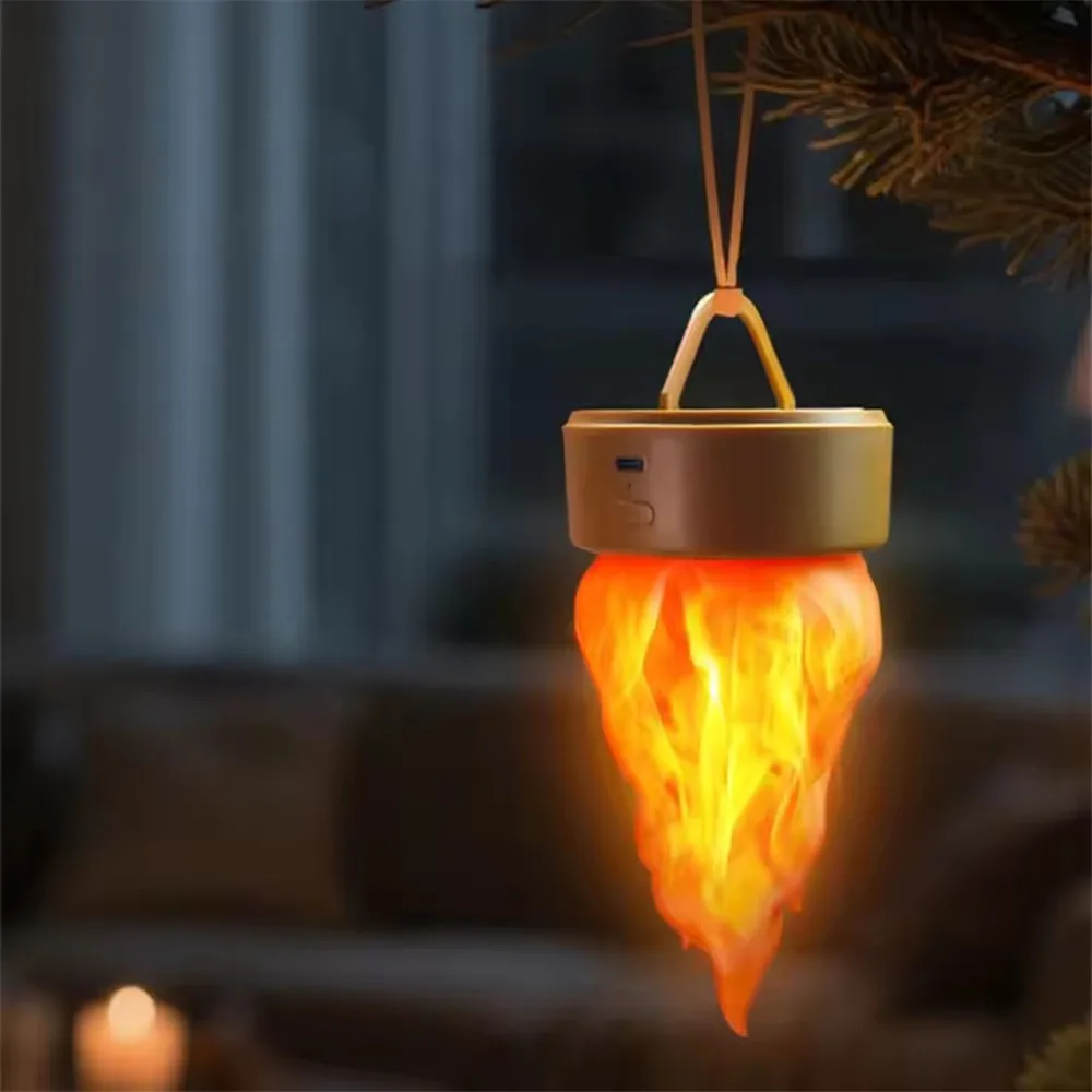 USB Recharged Flame Light Outdoor Cmaping Flame Lantern Light Indoor Desk Decoration, Halloween,Holiday,Christmas,New Year