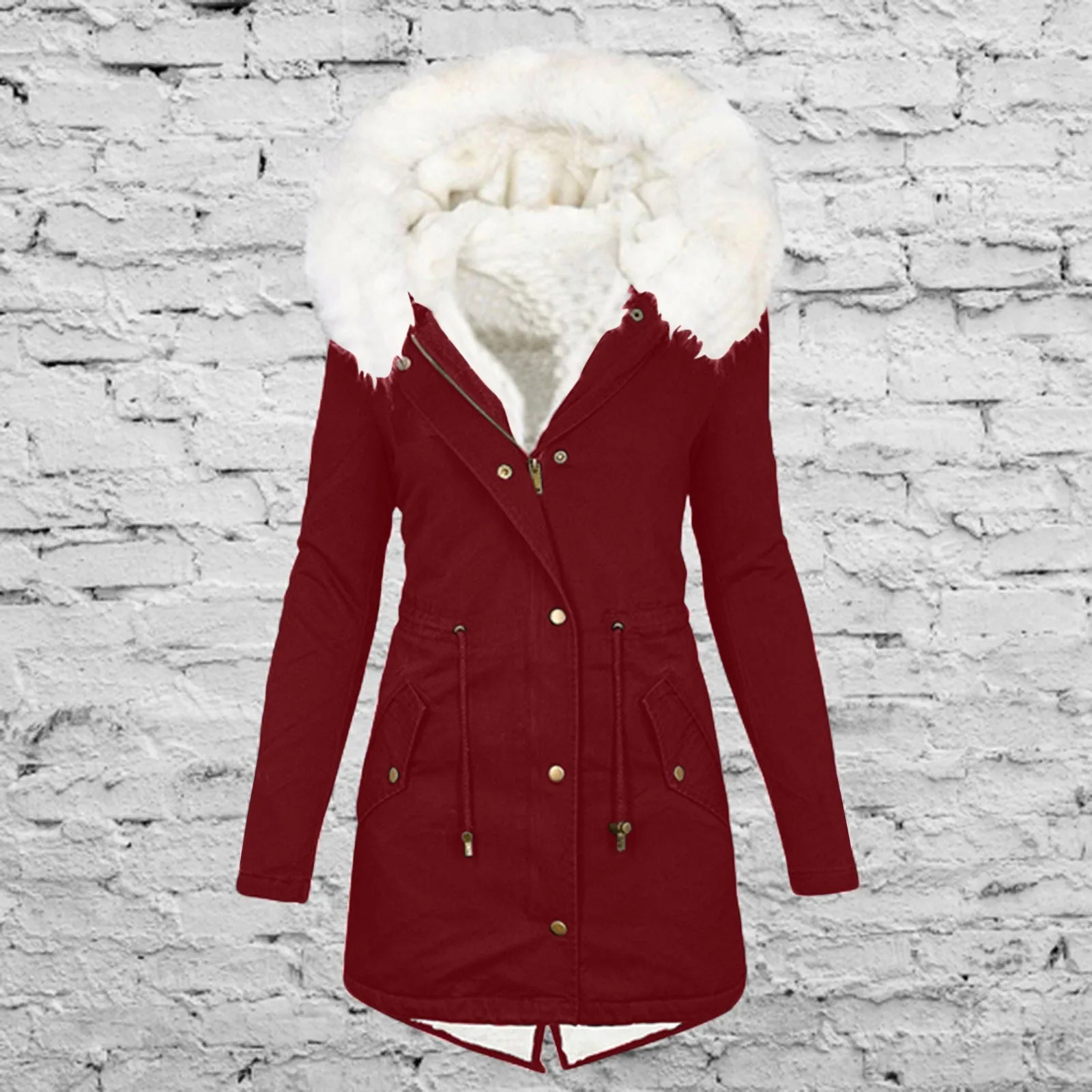 Frauen plus Größe Wintermantel Revers Langarm jacke Vintage verdicken Mantel Jacke warme Kapuze dick gepolstert plus Größe Regen jacke