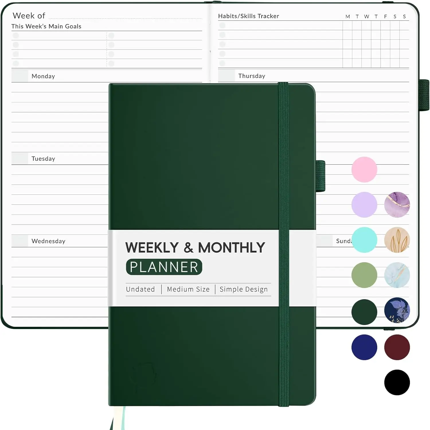 

Undated Weekly Planner for 2026, Simplified Weekly & Monthly CalenPlanner, Cute Daily Organizer
