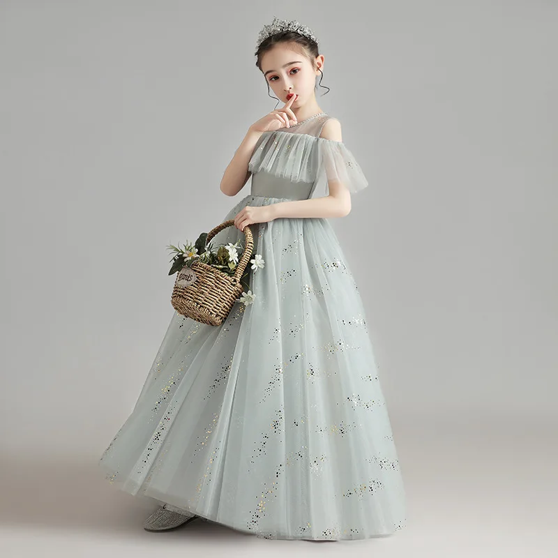 3-14 Year Girls Evening Dresses Long Luxury 2022 Summer Wedding Party Gown Kids Formal Dress Child Communion Christening Costume