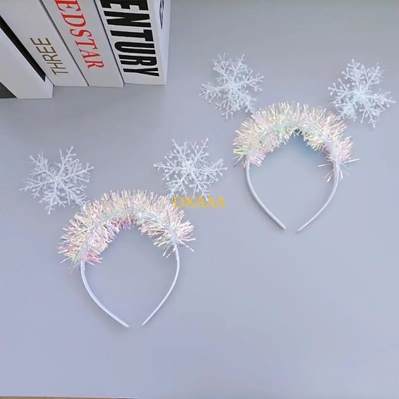 DXAA Couvre-chef flocon neige pour filles, cerceau à cheveux élégant à paillettes, accessoires dessin animé