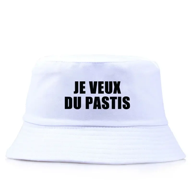 Je Veux Du Pastis Bob Summer Reversible Bucket Hat Woman Man Cool Cotton Fisherman Cap Unisex Daily Sun Beach Panama Hats