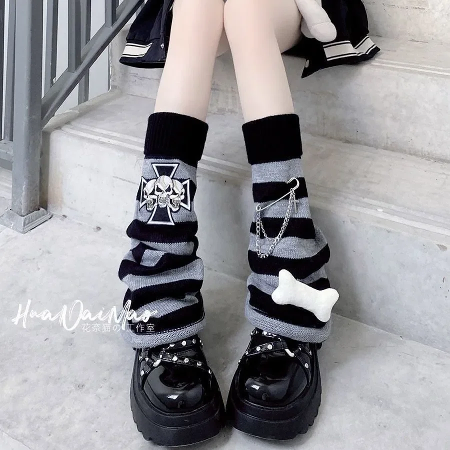 일본 Y2k 하라주쿠 잡지 나비 프린트 레그 워머 펑크 미학 레그 커버 버클 스트랩 스트리트 파티 클럽 레그 랩