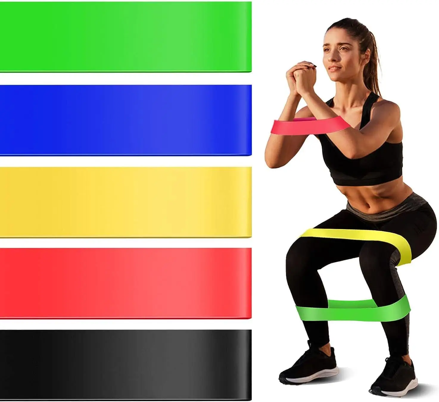 5PCS/Set Resistance Band fitness 6Levels Latex Gym Strength Training Rubber Loops Bands Fitness CrossFit Equipment Yoga Exercise