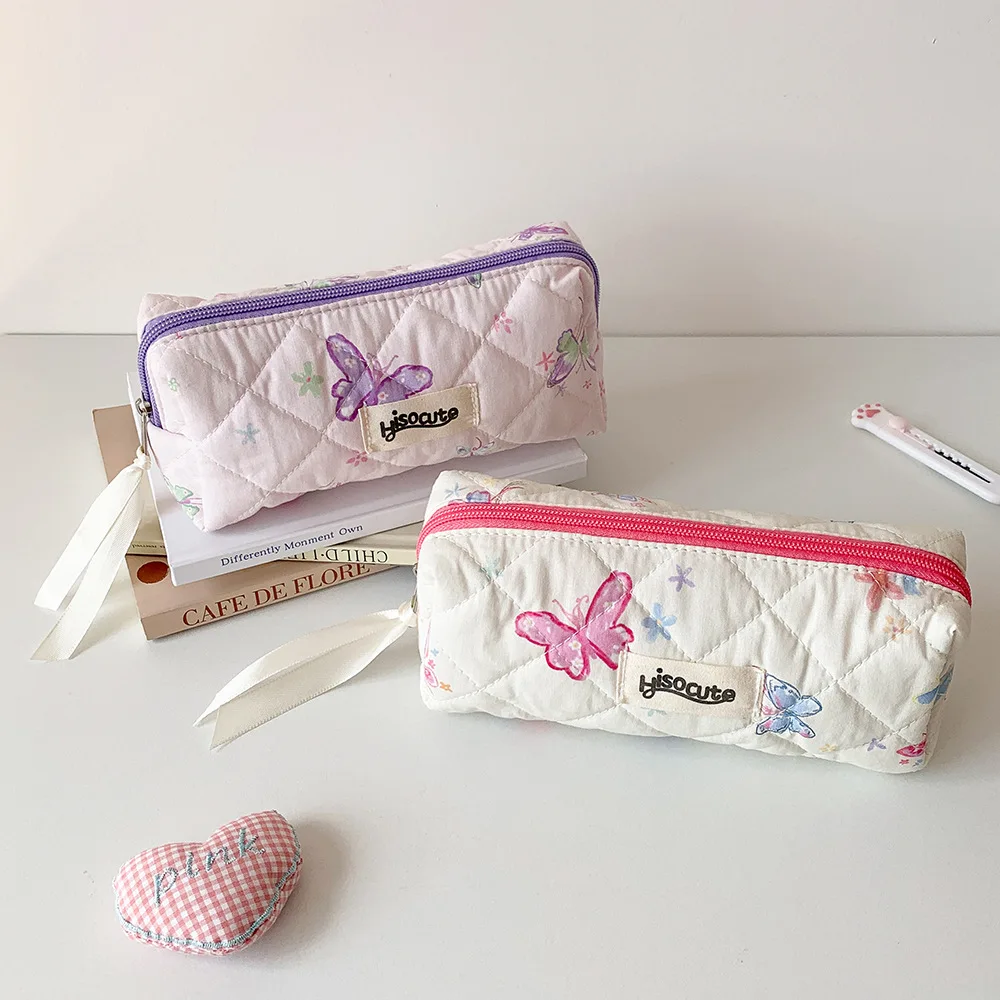فراشة Y2K فراشة حقيبة أدوات مكتبية تخزين سطح المكتب مستحضرات التجميل بطاقة القلم الكورية نمط مقلمة Ins نمط سعة كبيرة